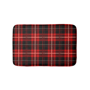 Red Black Cream Plaid Bath Mat