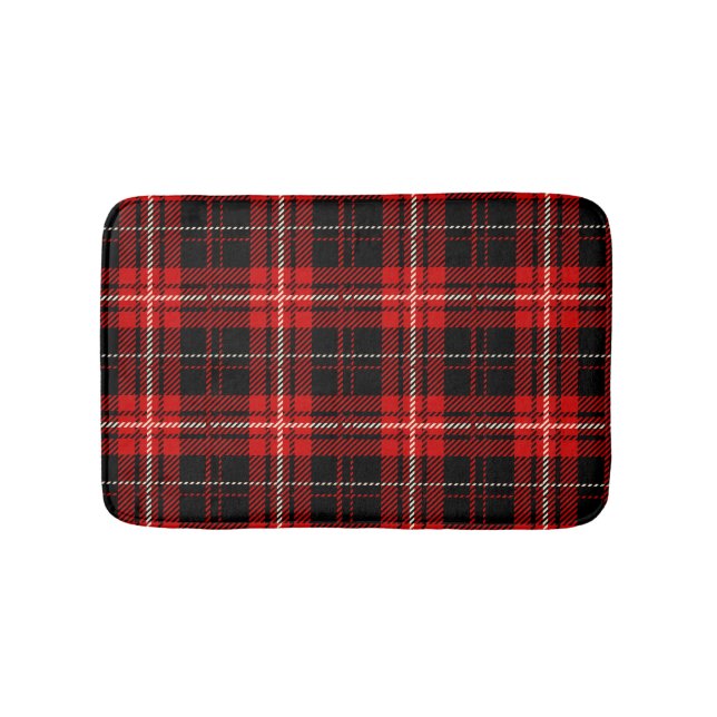 Red Black Cream Plaid Bath Mat (Front)