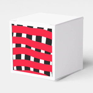 Red black cross chequerboard simple man boy gift t favor box