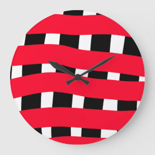 Red black cross chequerboard simple man boy gift t large clock