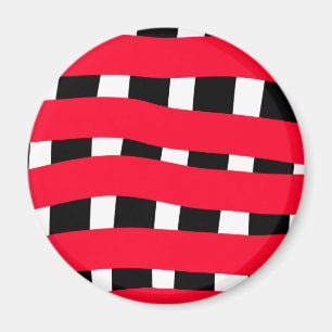Red black cross chequerboard simple man boy gift t magnet