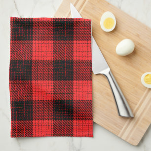  Red Black Crosshatch Buffalo Check Kitchen Towel