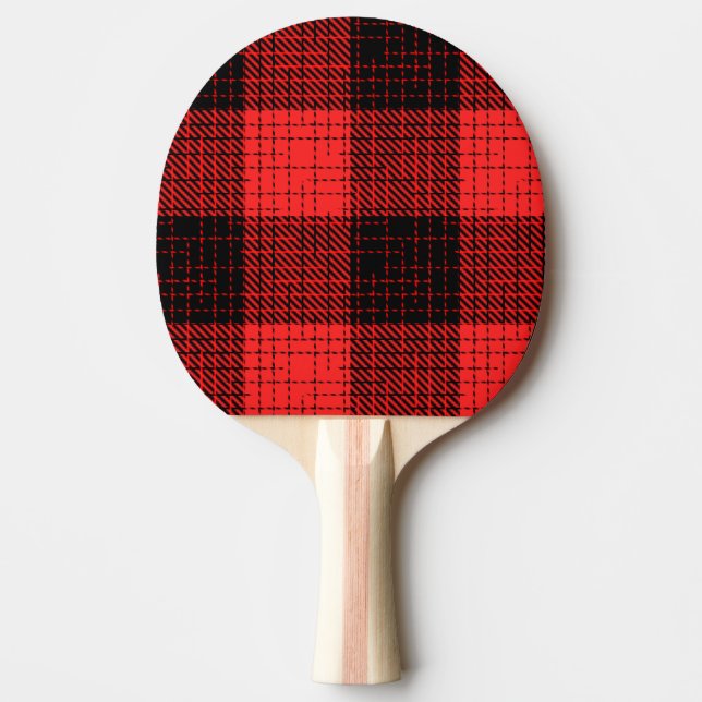  Red Black Crosshatch Buffalo Check Ping Pong Paddle (Front)