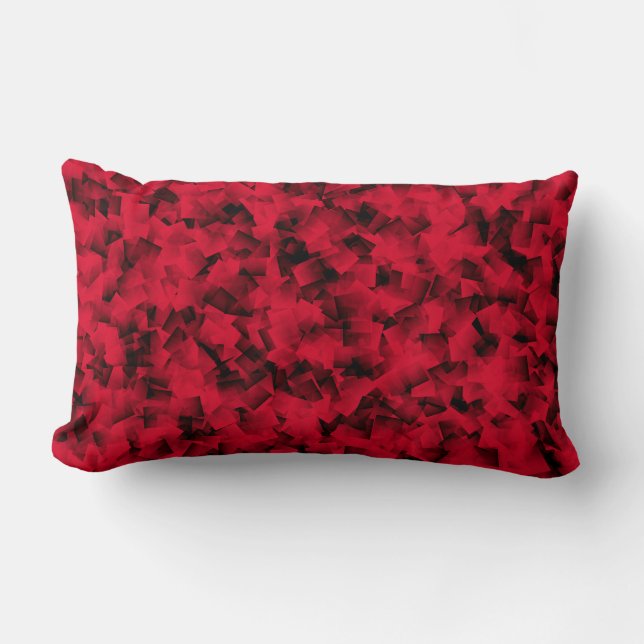 Red Black Cubism Abstract Pattern Lumbar Pillow (Front)