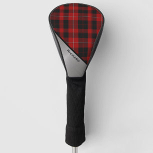 Red & Black Cunningham Plaid & Aluminum Look Golf Head Cover