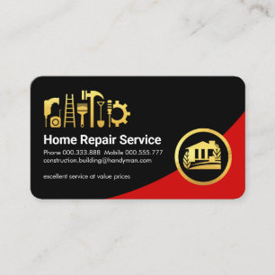 Red Black Curve Construction Builder Business Card