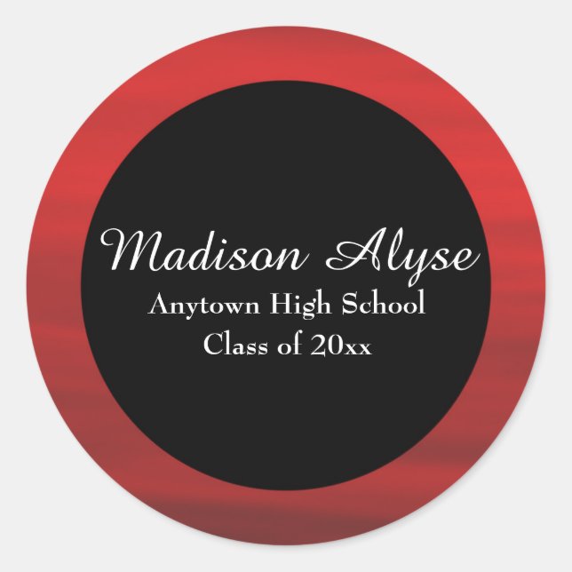 Red Black Custom Graduation Sticker (Front)