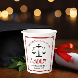 Red Black Custom Law School Graduation Party Paper Cups