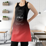 Red Black Custom Logo Business Salon Hairstylist Apron<br><div class="desc">Promote your business with this modern,  professional apron featuring custom logo,  elegant calligraphy name & text. Easily add your details by clicking on the "personalize" option.</div>