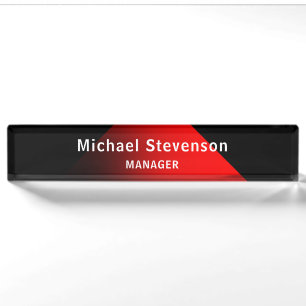 Red Black Customize Name & Title Profession Nameplate