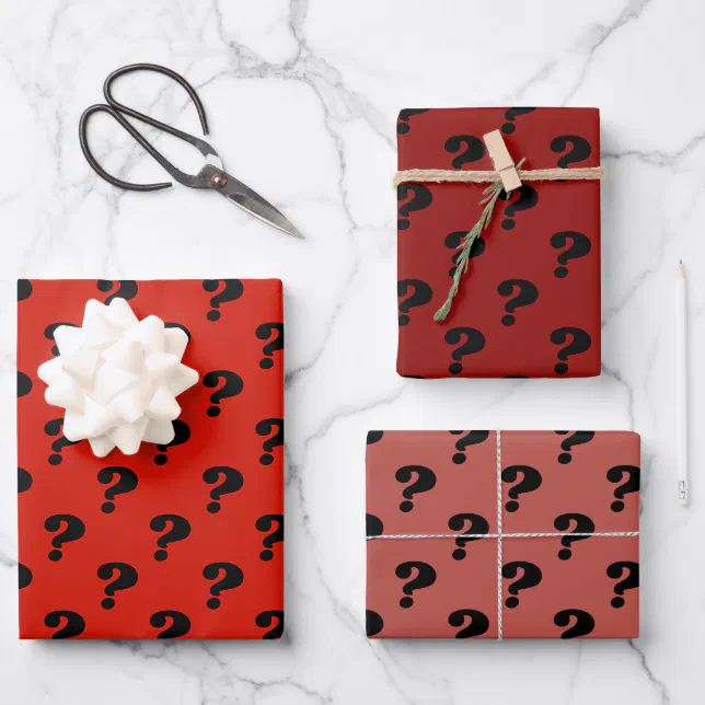 Red & Black Cute Gift Wrapper (Question Mark) Wrapping Paper Sheet Zazzle