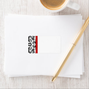 Red & Black Damask Dots Address Labels