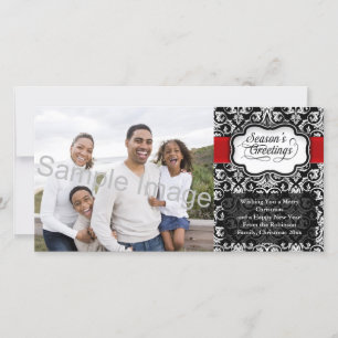 Red/Black Damask Holiday Card