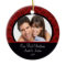 Red & Black Damask Photo First Christmas Ornament