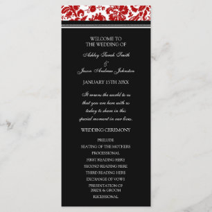 Red Black Damask Wedding Program