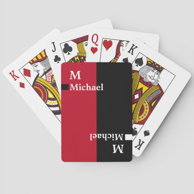 Red Black deck-of-cards modern elegant Playing Cards (Back)