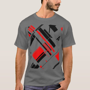 Red Black Diagonal Shapes Lines MCM-inspired Art T-Shirt