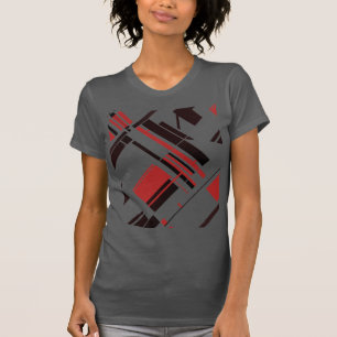 Red Black Diagonal Shapes Lines MCM Look Abstract T-Shirt