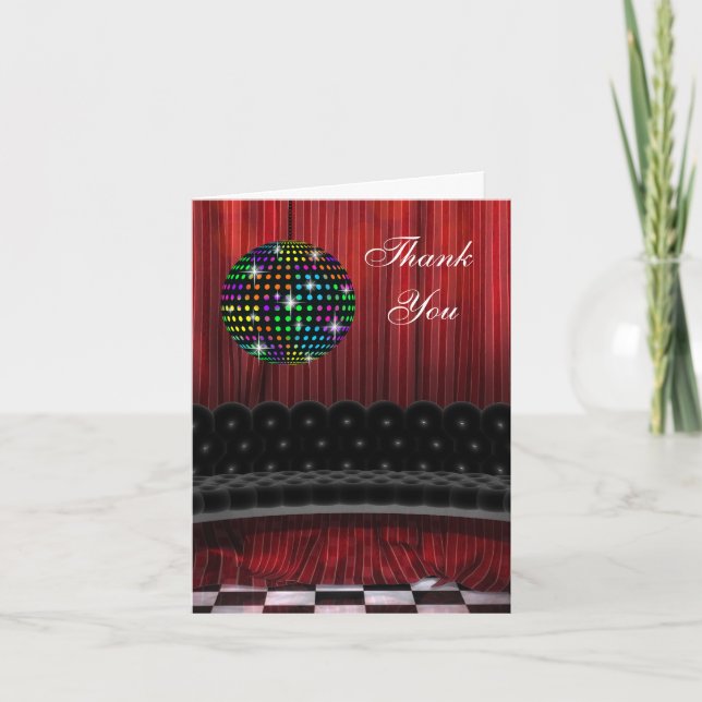 Red Black Disco Ball Merci Cartes (Devant)