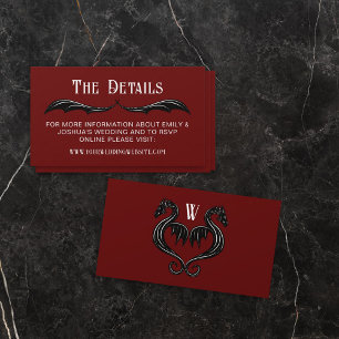 Red Black Dragon Wings Fantasy Wedding Details Enclosure Card