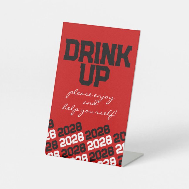 Red & Black Drink Table Graduation Pedestal Sign (Front)