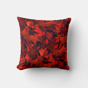 Red & Black Elegant Abstract Pattern Throw Pillow