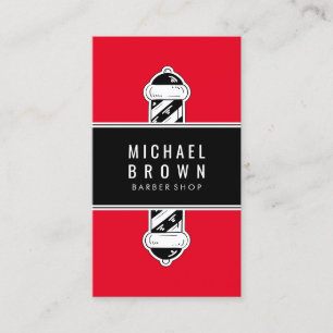 Red Black Essential Vintage Barber shop Pole Business Card