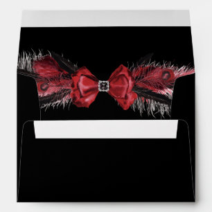 Red & Black Feather - Black Envelope