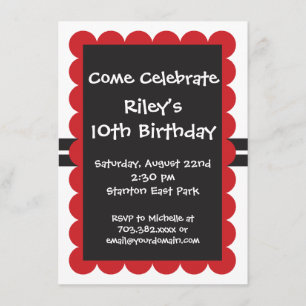 Red Black Fête d'anniversaire Invitations Modèles