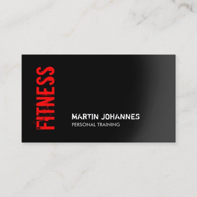 Red Black Fitness Personal Trainer Business Card (Front)