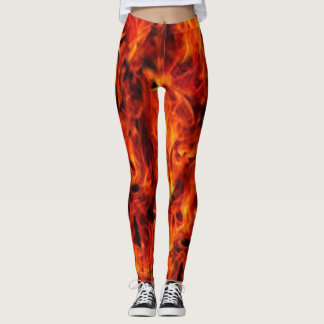 Red Black Flame Modern Chic Hipster Photo Collage Leggings