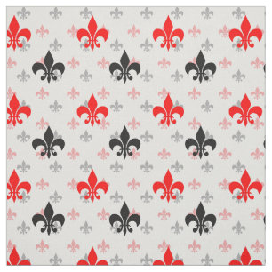 Red Black Fleur De Lis Fabric