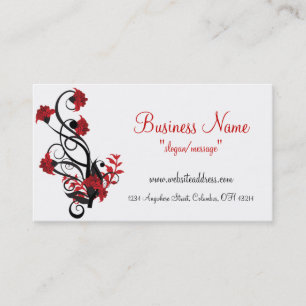 Red & Black Floral Vine Design Business Cards