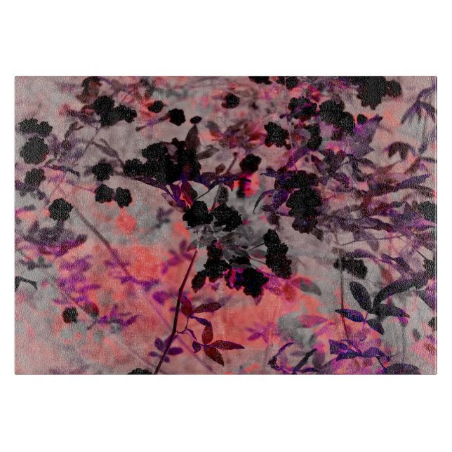 Red black flower pattern design graphic art cutting board (Front)