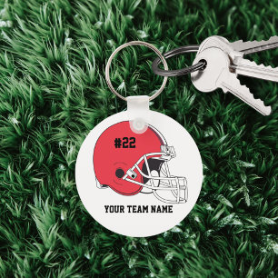 Red Black Football Helmet•Custom Keychain