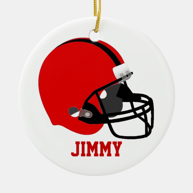 Red & Black Football Helmet Ornament (Front)