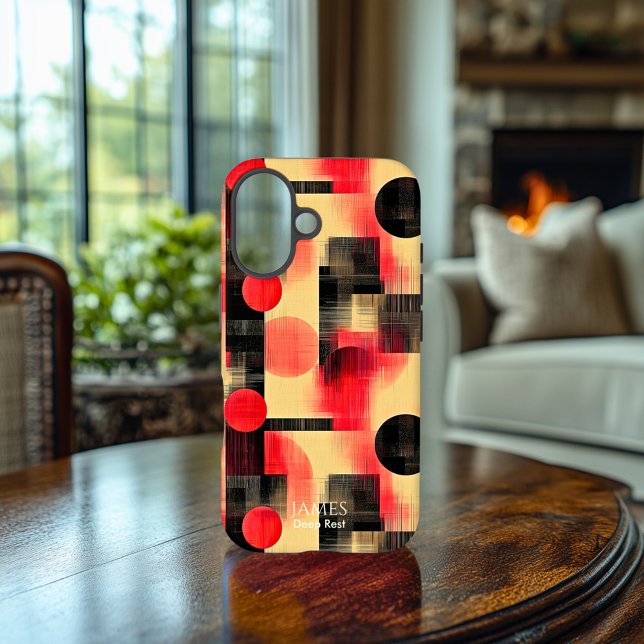 Red & Black Geometric Art Phone Case for iPhone (Creator Uploaded)