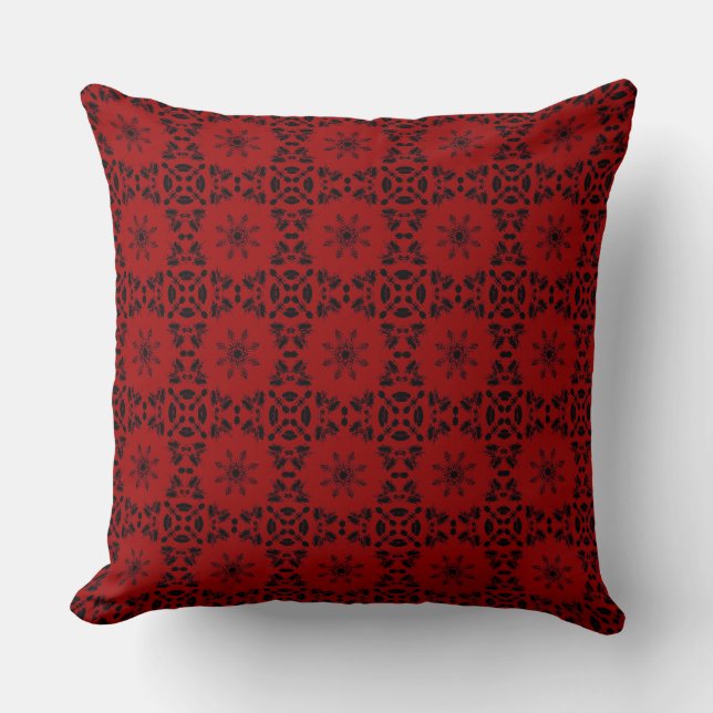 Red Black Geometric Home Decor Grade A Cotton Throw Pillow (Front)