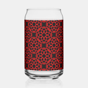 Red Black Geometric Seamless Pattern Can Glass