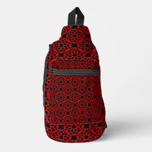 Red Black Geometric Seamless Pattern Sling Bag