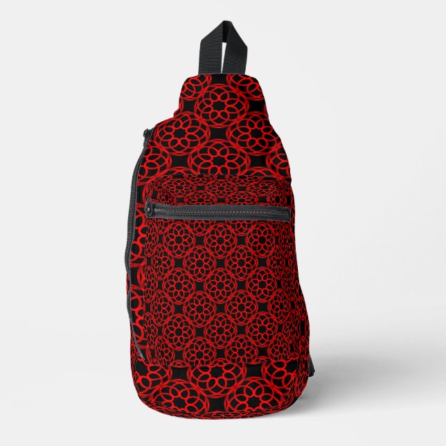 Red Black Geometric Seamless Pattern Sling Bag (Front)