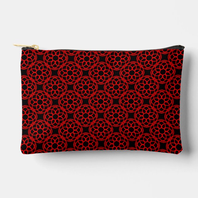 Red Black Geometric Seamless Pattern Small Accessory Pouch (Front)