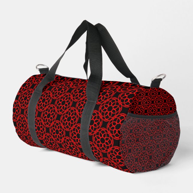 Red Black Geometric Seamless Pattern Small Duffle Bag (Right Corner)