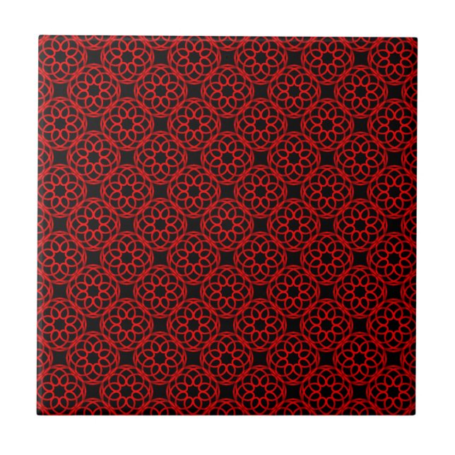 Red Black Geometric Seamless Pattern Tile (Front)