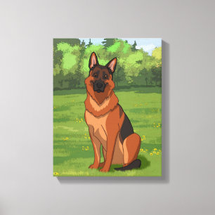 Red & Black German Shepherd GSD Canvas Print