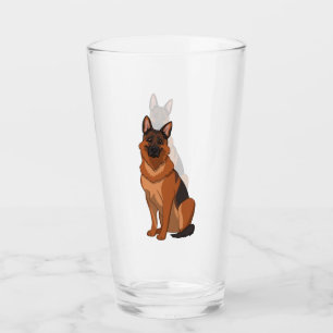 Red & Black German Shepherd GSD Glass