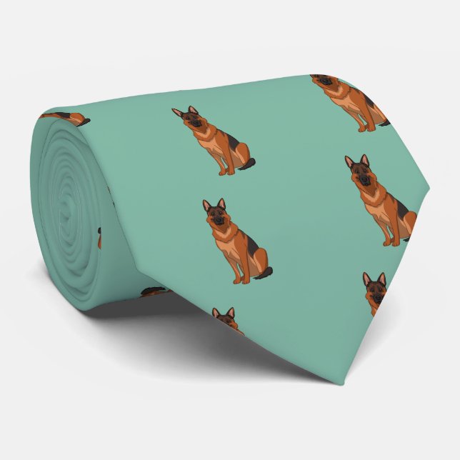 Red & Black German Shepherd GSD Tie (Rolled)