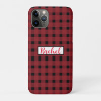 Red Black Gingham Personalized 