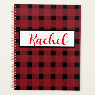Red Black Gingham Personalized Planner