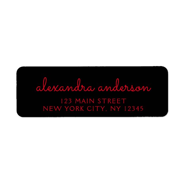 Red Black Girly Script Monogram Name Modern (Front)